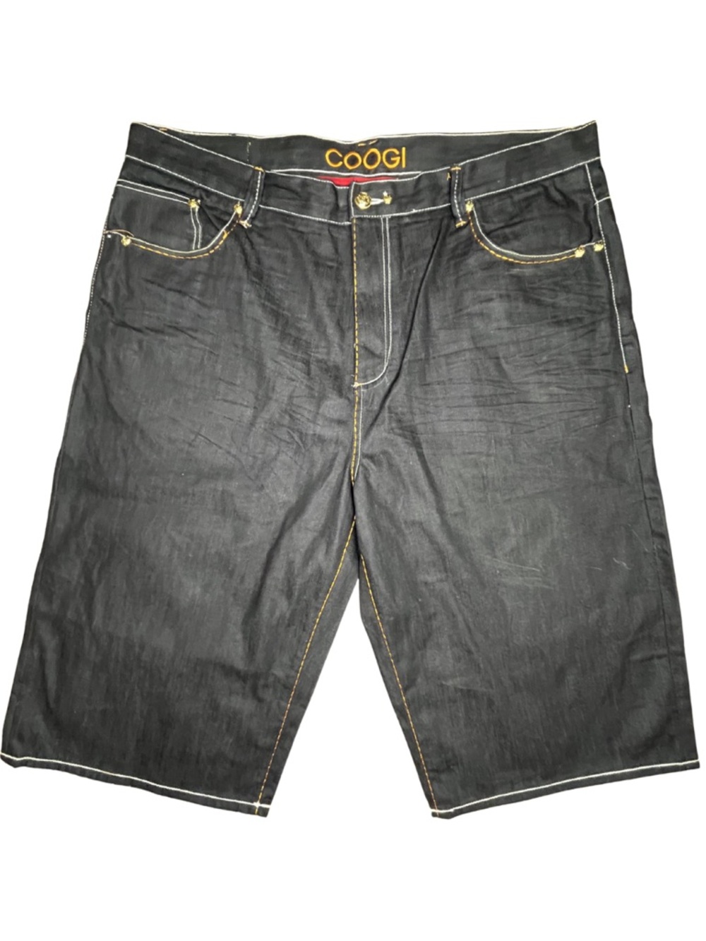 COOGI Denim Shorts 44 Dark Wash Embroidered Logo Y2K Hip Hop Streetwear